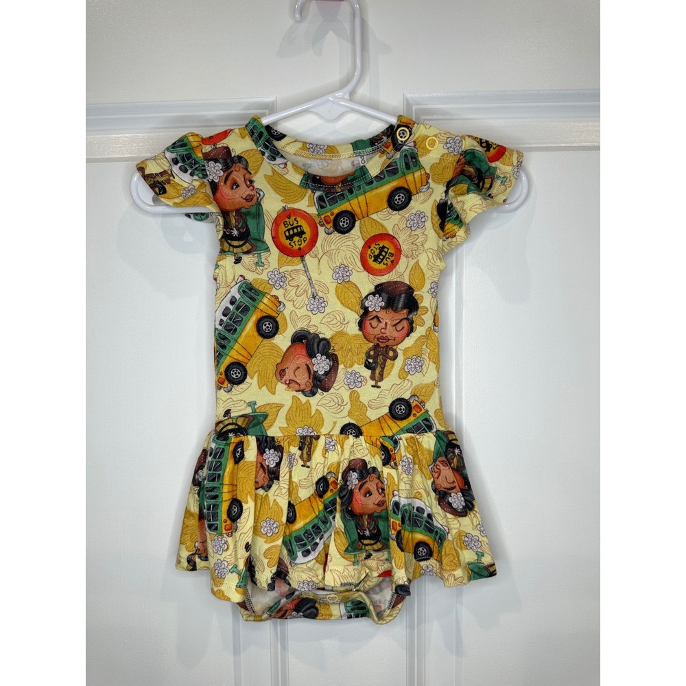Posh Peanut Ruffle Romper Size 3-6 Months Yellow Bus‎ Stop School Outfit